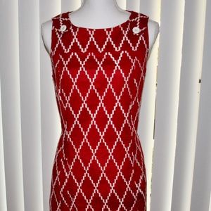 Style & Co. Red & White Pattern Shift Dress
